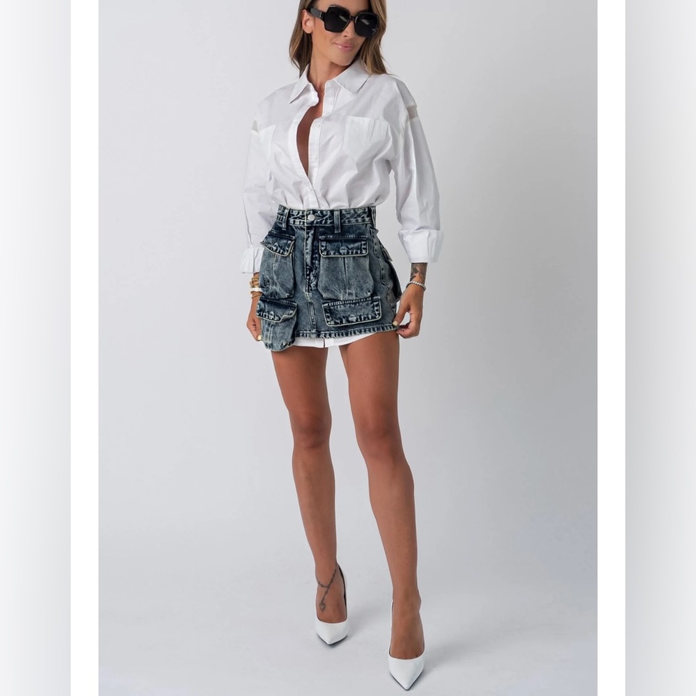 Acid Denim Mini Skirt